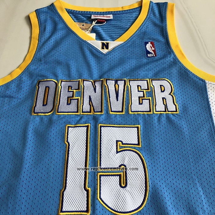 Camiseta Denver Nuggets Carmelo Anthony #15 Mitchell & Ness 2003-04 Azul